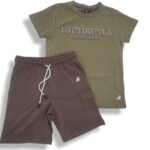 Polo Σετ Λαδί Κοντομάνικη Με Καφέ Σορτσάκι