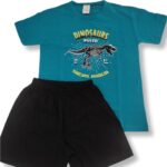 NATURA Μπλε Σκούρο - Μαύρο Καλοκαιρινή Πιτζάμα Δεινόσαυρος