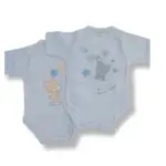 ELLEPI Γαλάζιο 2 Φανελάκια Για Νεογέννητα , Βαμβακερά