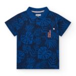 ΝΑΤΗ Μπλε- Μαύρη Κοντομάνικη Μπλούζα Με Γιακά