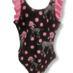 TORTUE Mαύρο-Ροζ Μαγιό Ολόσωμο Με Βούλες-Ζέβρες