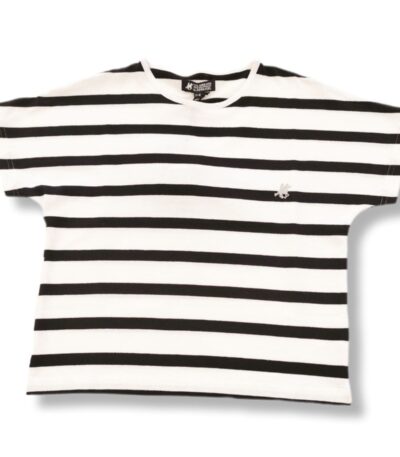 U.S. GRAND POLO EQUIPMENT & APPAREL Άσπρο - Μαύρο Κοντομάνικη Μπλούζα Ριγέ Βαμβακερή