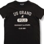 U.S. GRAND POLO EQUIPMENT & APPAREL Μαύρο Κοντομάνικη Μπλούζα με Στάμπα
