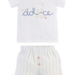 ELLEPI Άσπρο - Μπλε - Γκρι Σετ Κοντομάνικη - Σορτσάκι