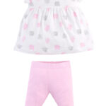 ELLEPI Άσπρο - Ροζ Σετ Κοντομάνικη - Κοντό Κολάν