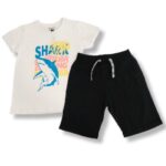 NATH Άσπρο - Μαύρο Σετ Κοντομάνικη Μπλούζα-Σορτσάκι Με Στάμπα