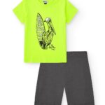 NATH Γκρι - Κίτρινο Φωσφοριζέ Σετ Κοντομάνικη Μπλούζα-Σορτσάκι