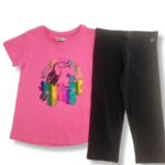 NATH Ροζ - Μπλε Σκούρο Σετ Κοντομάνικη Μπλούζα-Κοντό Κολάν